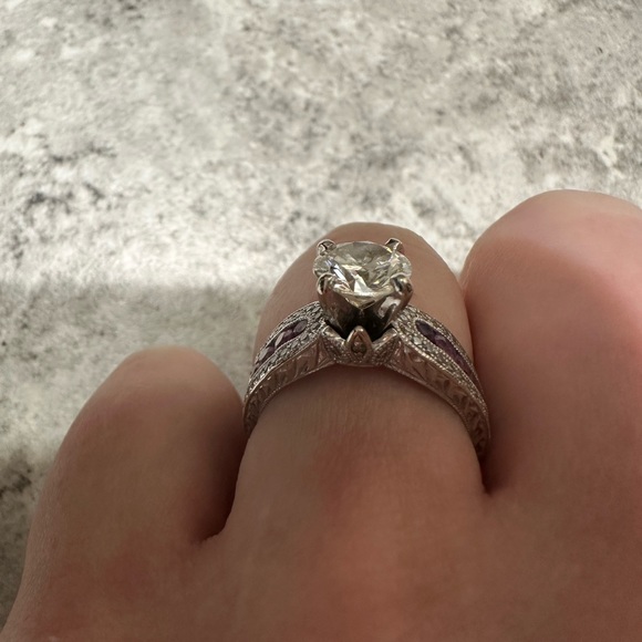 Diamond Ring 1 1/4k Diamond, Pink Sapphires white gold - Picture 9 of 17